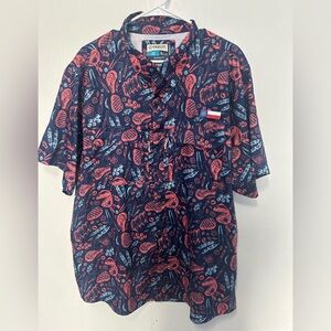 Magellan Outdoors FishGear Men’s BBQ themed Button-down Shirt Size XL